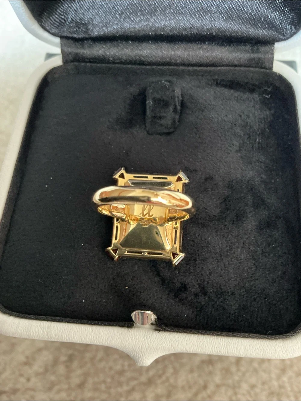 STUNNING DESIGNER FRANCESCA VILLA VINTAGE 18K GOLD LOLITE AND RHODOLITE RING
